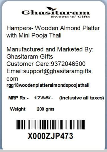 Ghasitaram Gifts Ghasitaram Gifts Diwali Gifts - Hamper - Wooden Almond Platter with Mini Pooja Thali