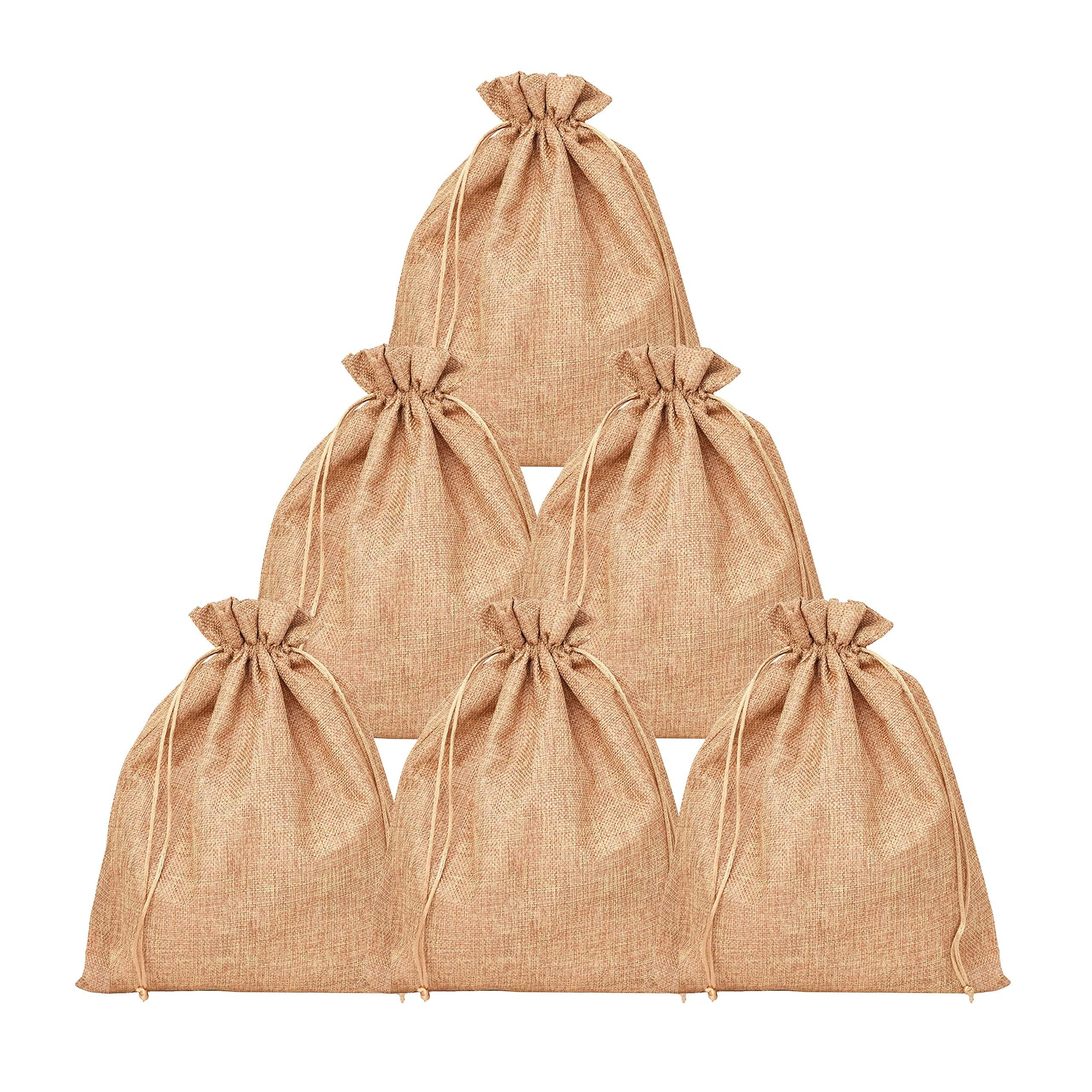 Mandala Crafts Mandala Crafts Burlap Bags with Drawstring - Small Drawstring Pouch Set - 10X12 Inches Bulk Rustic Linen Burlap Drawstring Bags for Burlap Gift Bags Wedding Party Coffee Candy Favor Bags 10 PCs