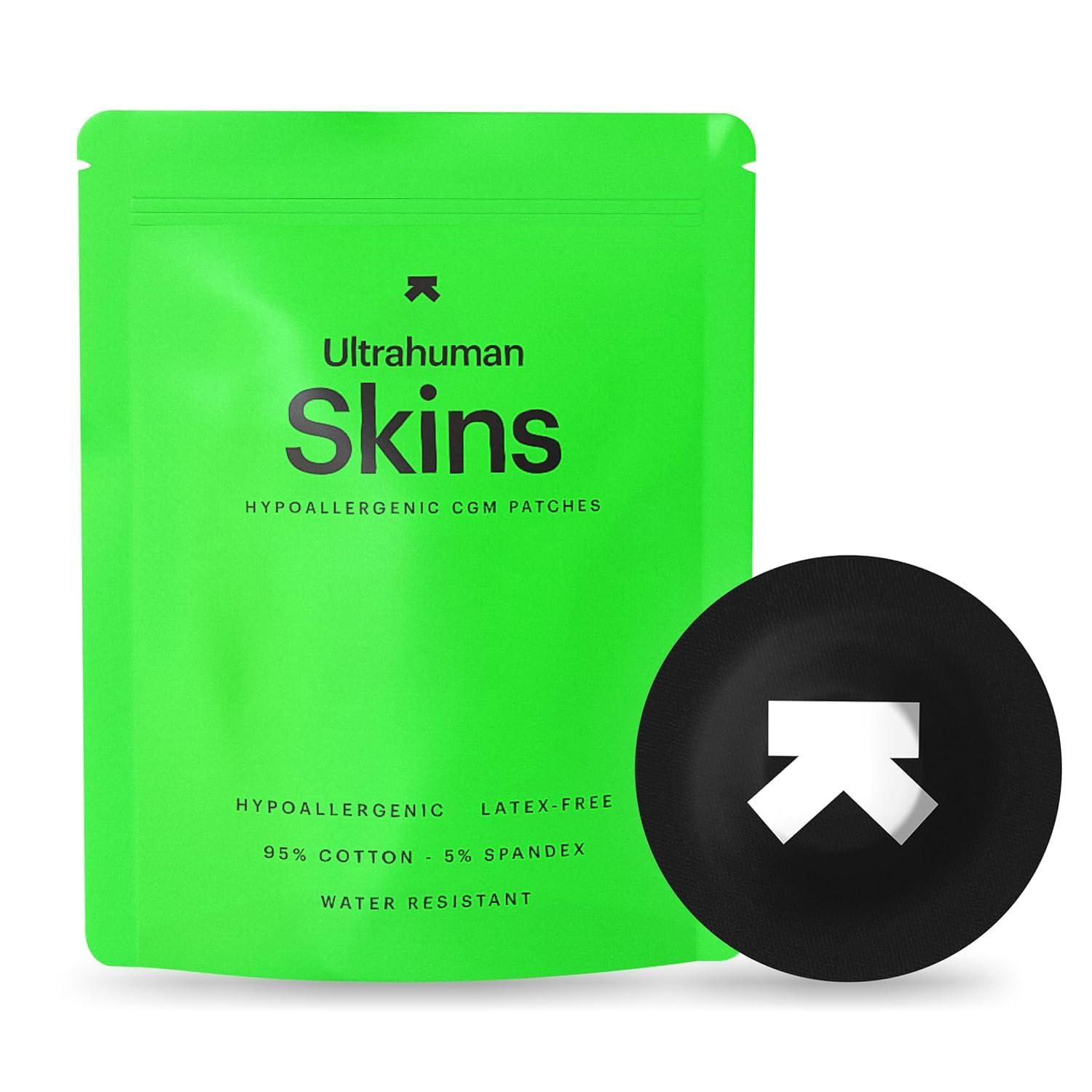 ULTRAHUMAN Ultrahuman Skins - Adhesive Patches for Freestyle Libre 2/3 (Pack of 20) - Hypoallergenic, Waterproof CGM Sensor Covers, 14-Day Wear with 3-Month Complimentary Access to Ultrahuman CGM App