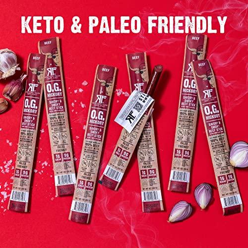 RIGHTEOUS FELON Righteous Felon Meat Sticks | 100% Beef Sticks | Gluten Free & Keto Meat Sticks | Low Sugar & High Protein Meat Sticks | Healthy Snack for Adults | Jerky Gifts for Men | OG Hickory, 10 Pack