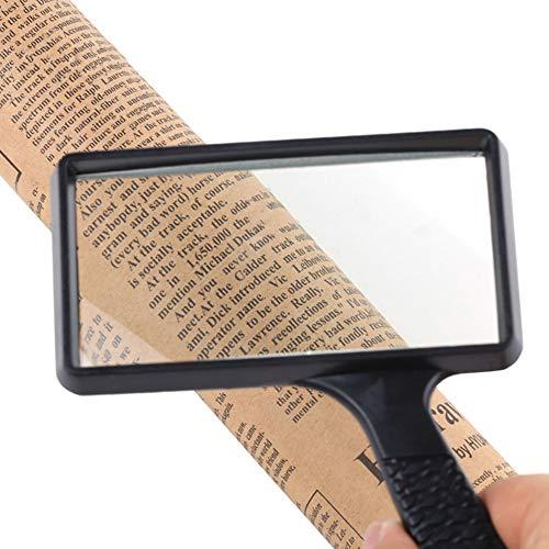 HACSYP Magnifying Glass 5X Magnifying Glass Jewelry Identify Hand Loupe Glass Lens Reading Magnifier Rectangular Shape Long Handle Old Man Students