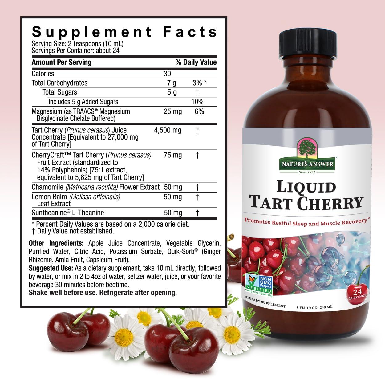 Nature\'s Answer Nature\'s Answer Tart Cherry 8 Ounce Liquid | Promotes Recovery & Sleep | Rich in Anthocyanins | Non GMO | Gluten Free | Vegan