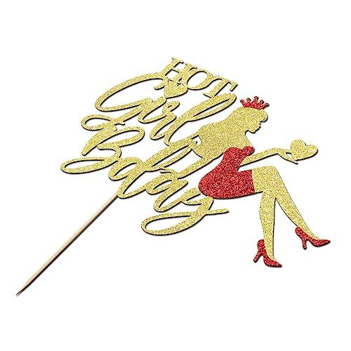 Migeaks Migeaks Glitter Hot Girl Bday Cake Topper, Happy Birthday Cake Topper, Funny Birthday Party Decorations for Women, Bachelorette Party Decorations Girls Birthday Party Supplies (Gold Glitter)