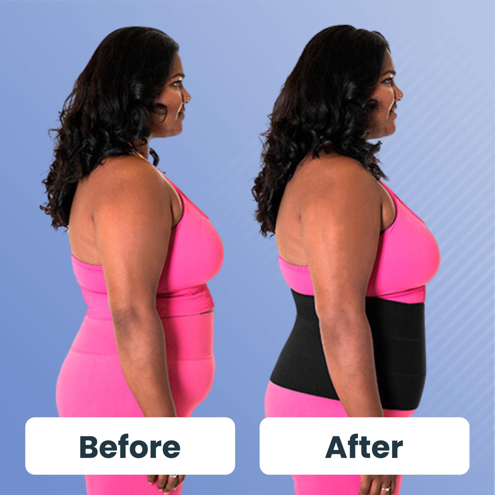 QORE LOGIQ QORE LOGIQ Plus Size Abdominal Binder Post Surgery Tummy Tuck & Postpartum Belly Band, Women & Men Adjustable 12\" Compression Wrap for Stomach & Hernia Belt for Women, Black 3XL