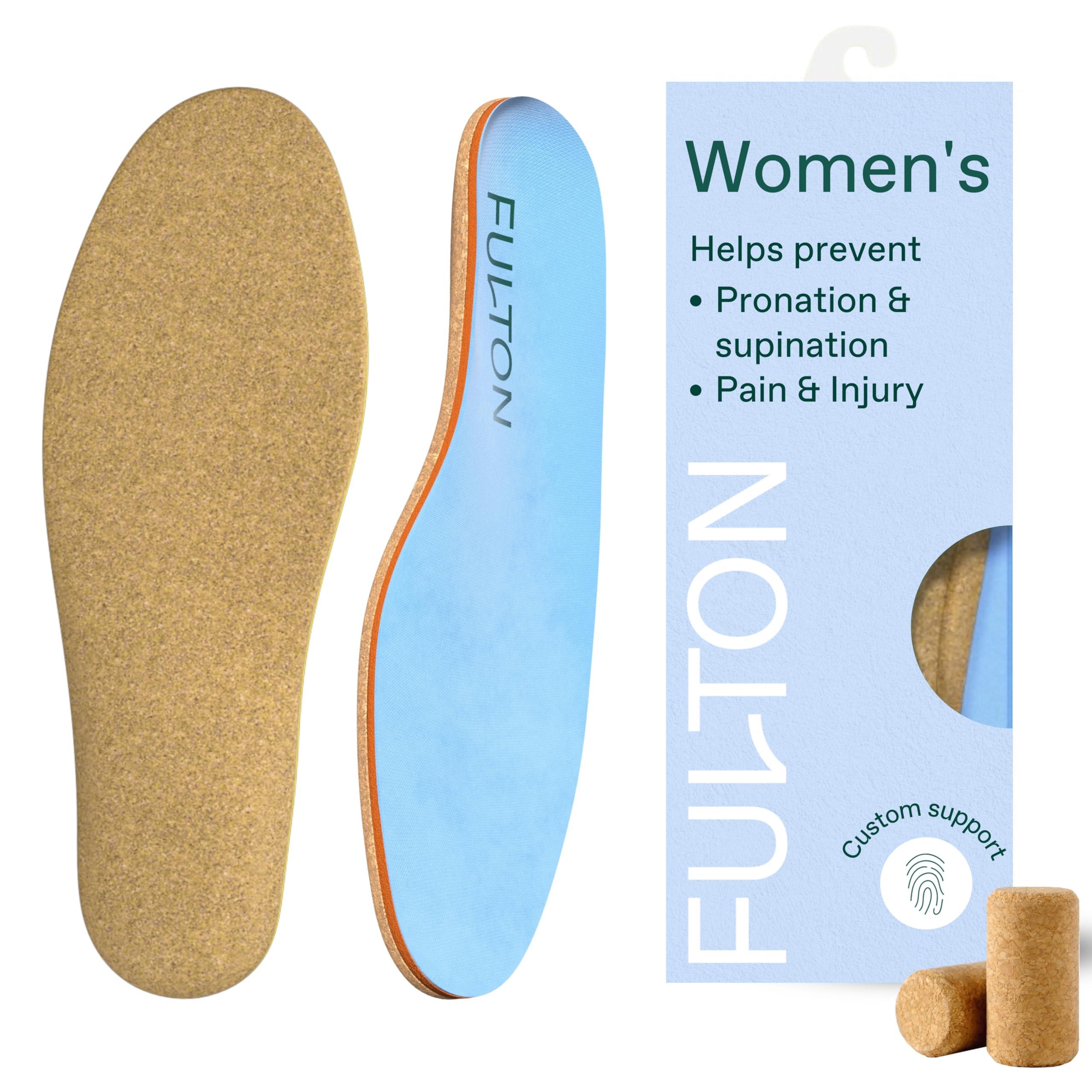 Fulton Fulton Insoles Women\'s Active Inserts with Custom Molding - Cork & Shock Absorption for Stability - Athletic Running Insoles for Women Prevent Overpronation, Pain & Shin Splints (Women\'s Size 4.5-5)