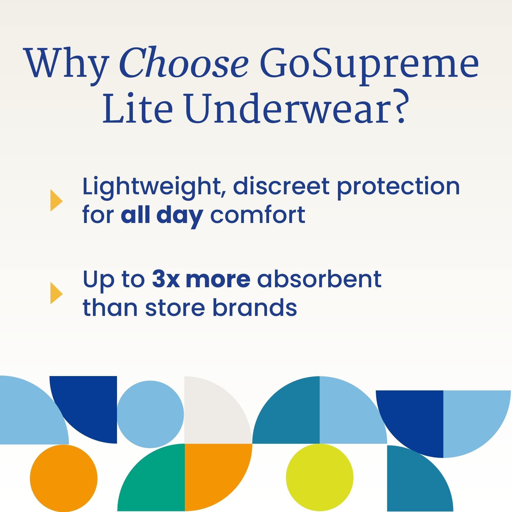 NorthShore NorthShore GoSupreme Lite Incontinence Underwear, 6-Hour Pullup Style, Medium, 56 Count Case, White, 30-40 inches, Unisex Adult Diapers