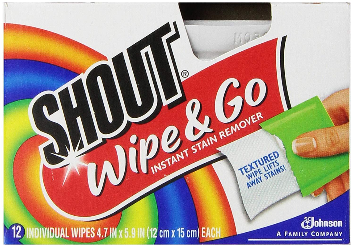 SHOUT Shout Wipe & Go 12Ct Wipes 4 Pack, Multicolor,12 Count (Pack of 4)
