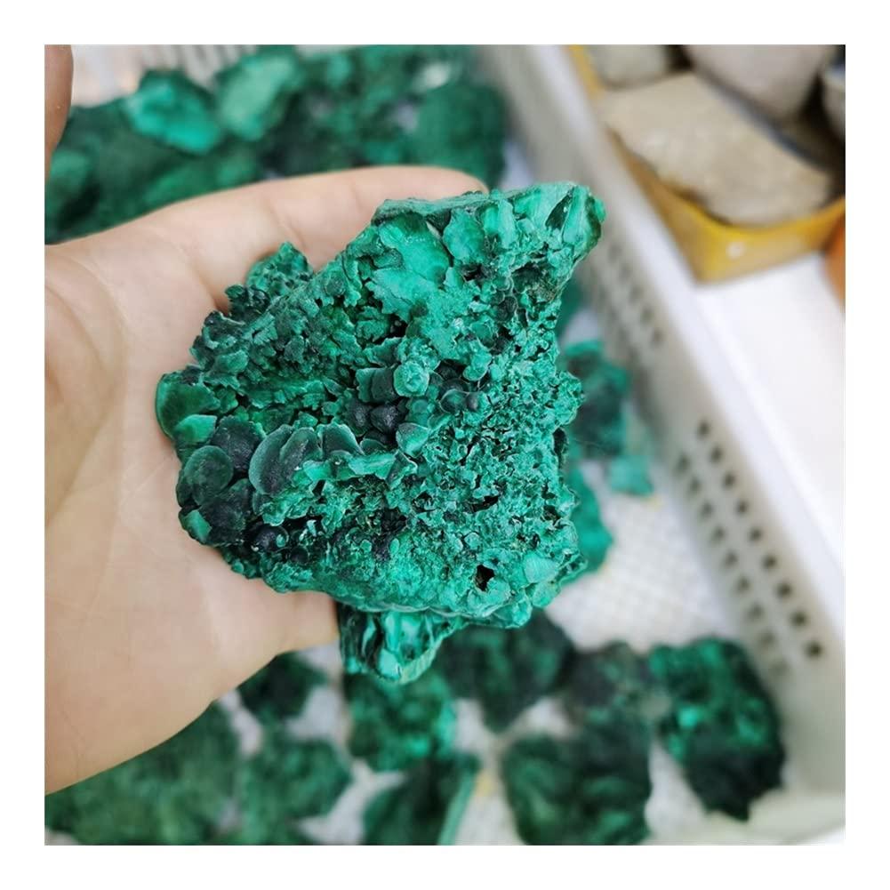 SAIYI Natural Green Malachite Raw Stone Beautiful Needle-Shaped Plus Velvet Quartz Stone Mineral Specimen Healing Home Decor Natural Decoration (Size : About 500g)