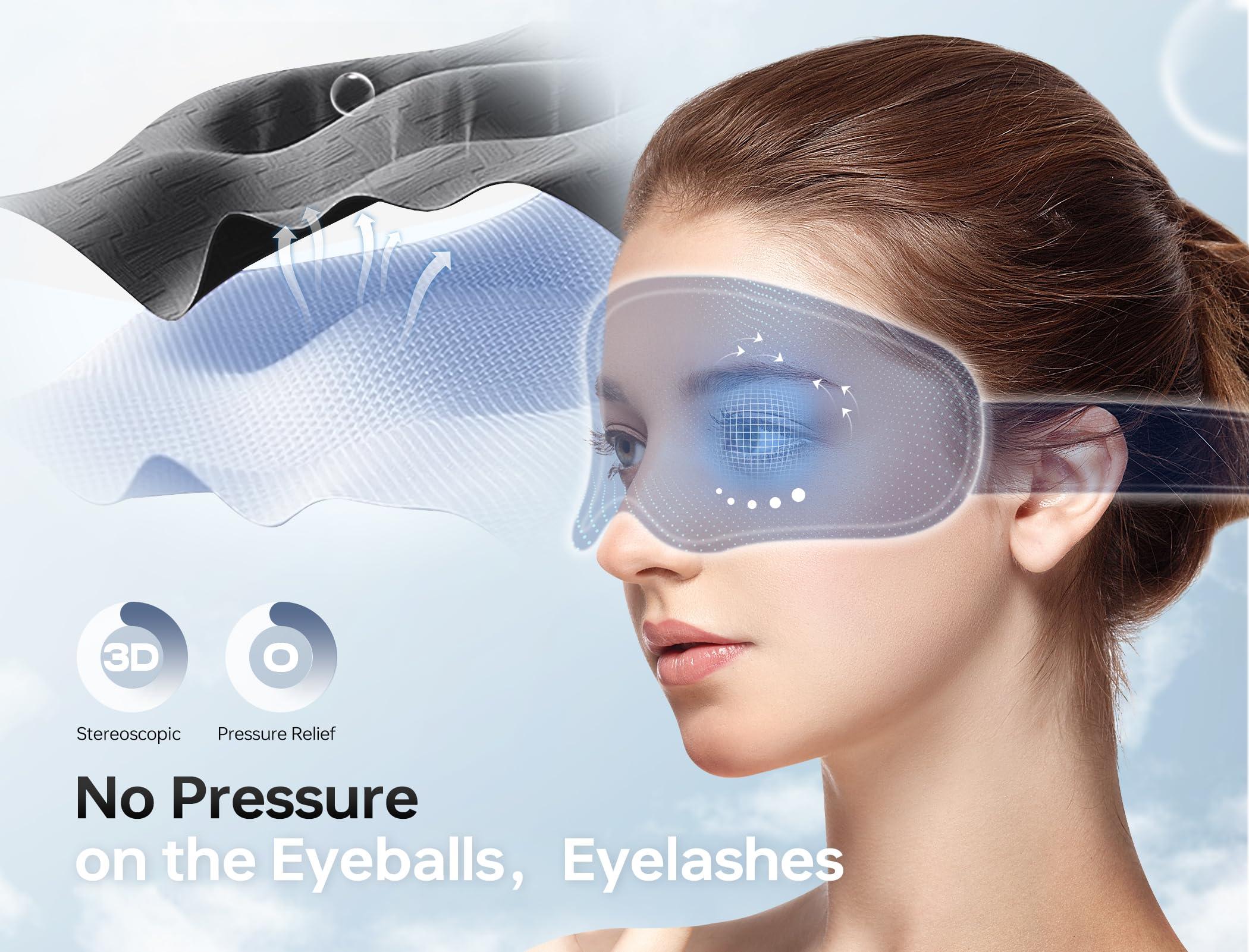 TOPOINT Sleep Mask with Bluetooth Headphones Wireless, TOPOINT 3D Eye Mask for Sleeping Headphones Women Men with Noise Canceling Earbuds, Thin Speaker, Blackout, 15 Hours for Travel, Meditation, CPAP Users