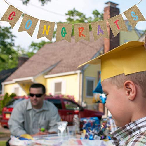 Amosfun Graduation Bunting Banner Congrats Banners Garland Dcorations Congratulations Sign Graduation Party Decor Supplies (Style A)