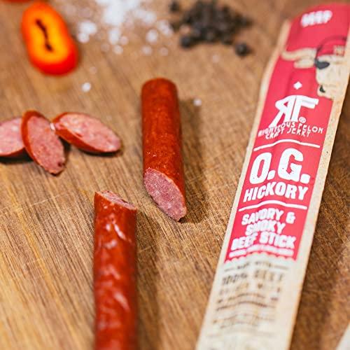 RIGHTEOUS FELON Righteous Felon Meat Sticks | 100% Beef Sticks | Gluten Free & Keto Meat Sticks | Low Sugar & High Protein Meat Sticks | Healthy Snack for Adults | Jerky Gifts for Men | OG Hickory, 10 Pack