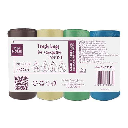 D.RECT D.RECT Bin Bags 35L - Bin Liners 80 Pieces - Rubbish Bags - Bin Bag Perfect for Everyday Use, Household, Office, Kitchen & Caterers, 4 Colours