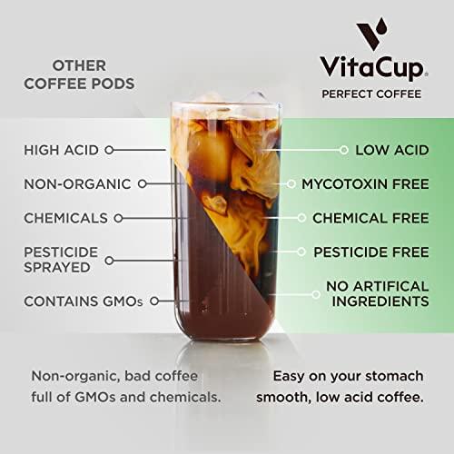 VitaCup VitaCup Perfect Low Acid Coffee Bundle, Pure & Smooth USDA Organic & Fair Trade, Mycotoxin Free, Dark Roast | 24 CT Pods & 24 CT Instant Coffee Packets