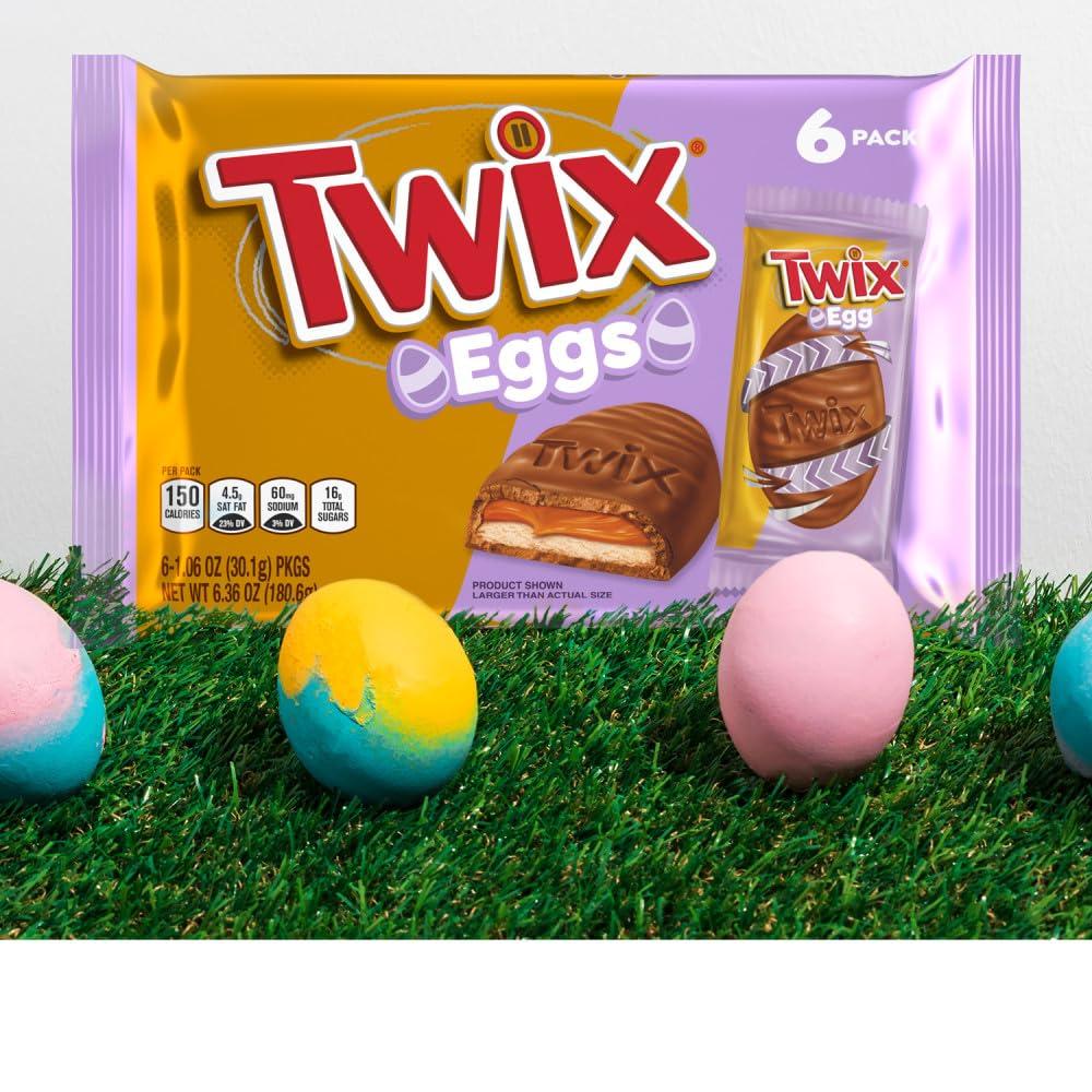 Twix TWIX Eggs Milk Chocolate Caramel Candy Bars Easter Basket Stuffers, 6 Ct Pack