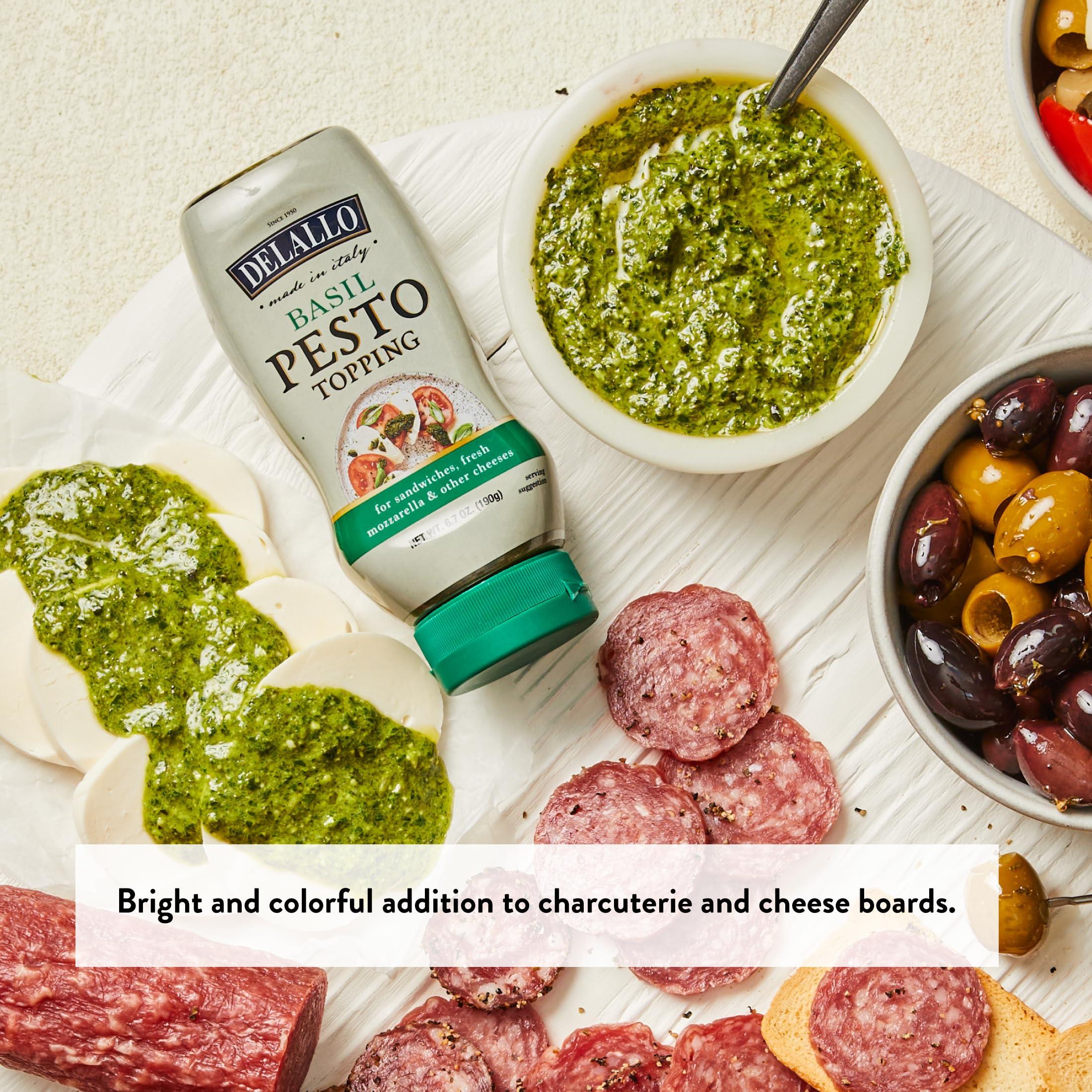 DeLallo DeLallo Basil Pesto Topping, 6.7 Ounce Squeeze Bottle, (4 Pack), Made in Italy, Ready-to-Use Condiment