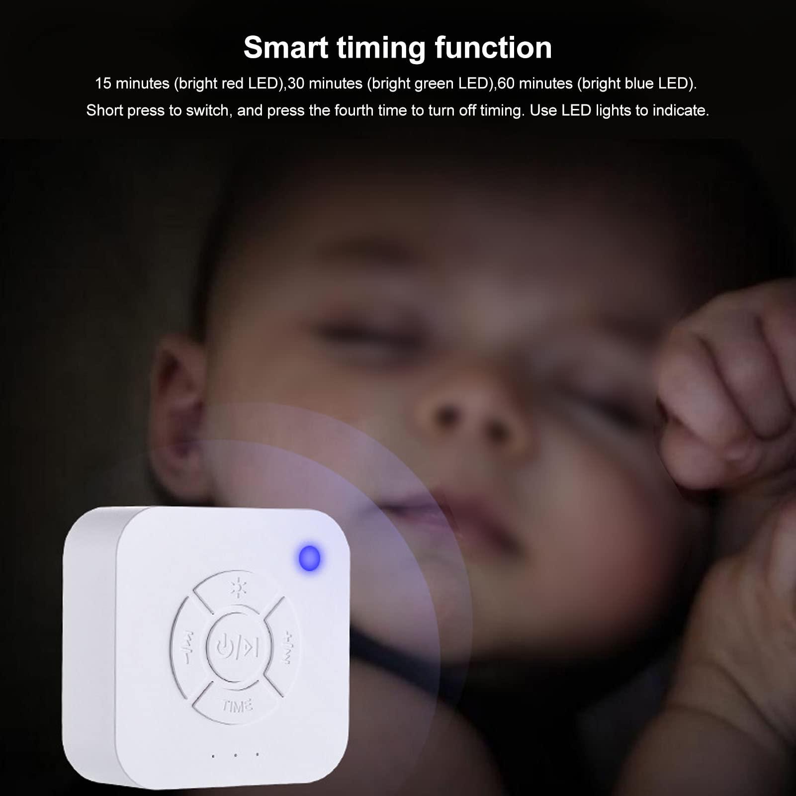 Luqeeg White Noise Sound Machine, Portable Lullaby Sound Machine Sleep Soother with Smart Timing, Volume Control, 9 Soothing Sounds, Sleep Machine for Adults Babies Lullaby Travel Home