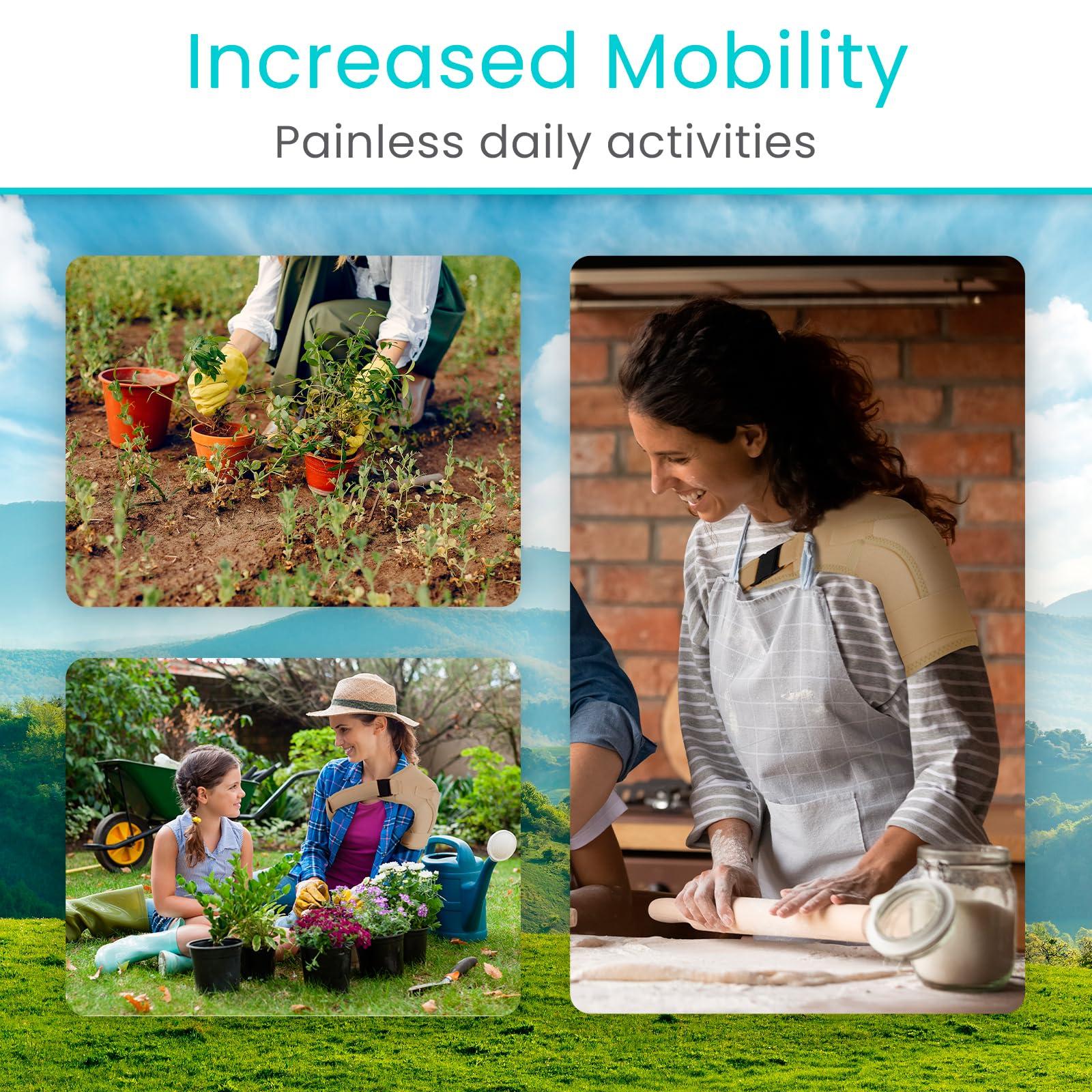 Vive Vive Shoulder Brace for Women - Injury Recovery Compression Support Sleeve - for Rotator Cuff Injuries, Arthritis, Sprain, Dislocation, PT - Targeted Inflammation Pain Relief (Beige, Medium)