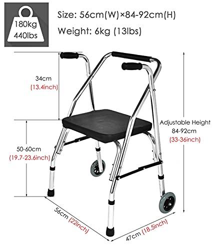 LSMK Rollator Walker with Seat 400 Lbs, Lightweight Sit to Stand Walker/Mobility Walker for Seniors Adults Elderly Women, Walker Aids with Handle and Wheels