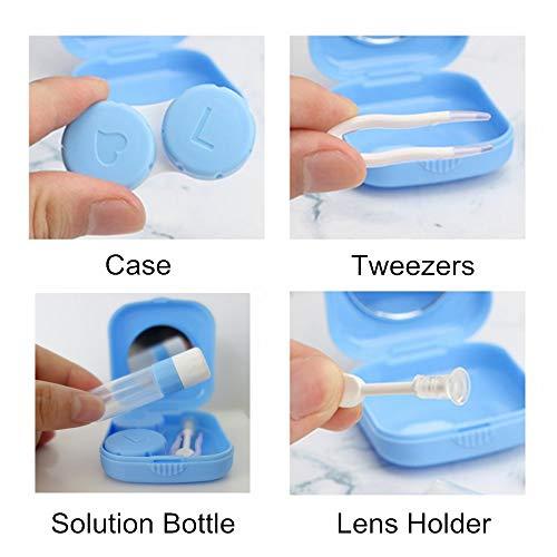 Erewa 4 Pack Colorful Contact Lens Case Kit with Mirror Durable, Compact, Portable Soak Storage Kit