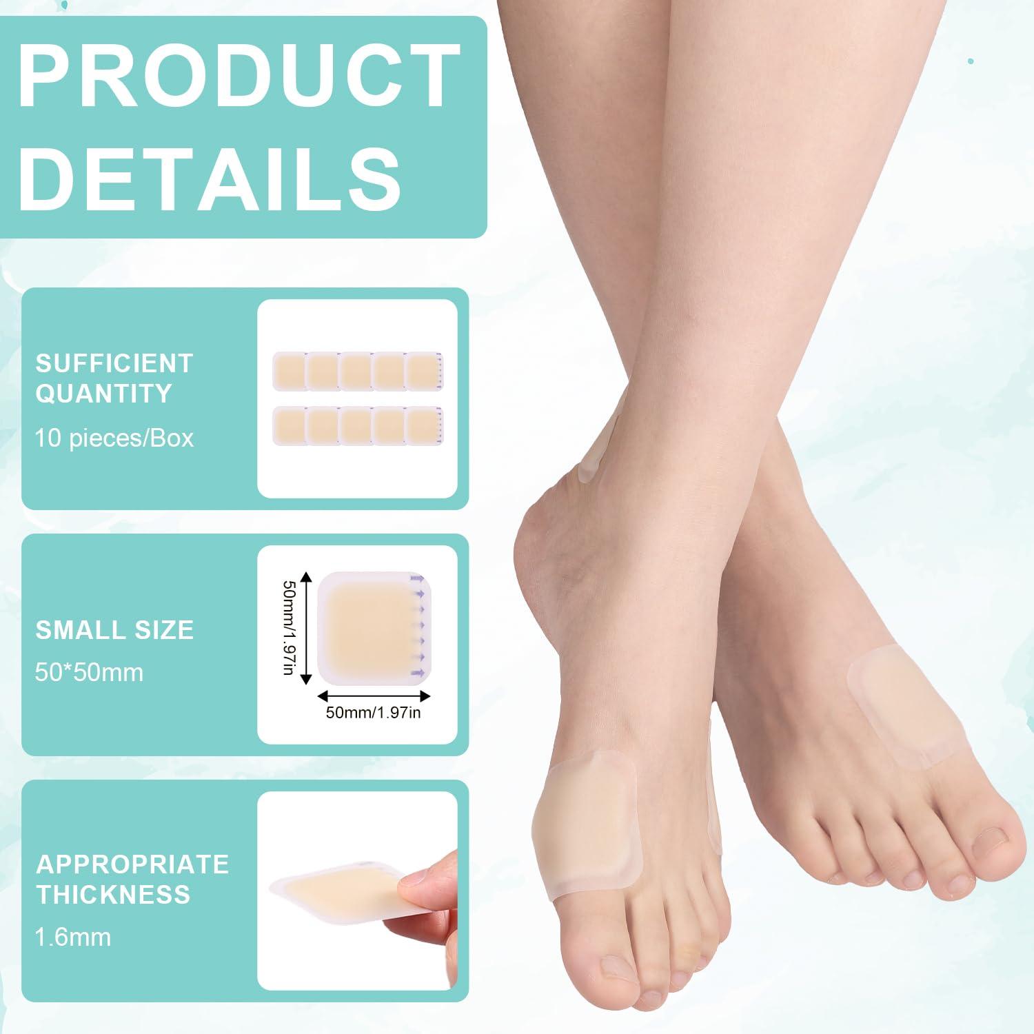 SAVITA 10pcs Blister Bandage, Waterproof Thin Blister Pads Gel Blister Pads Hydrocolloid Bandages Toe Protector Pads Sole and Heel Cushions