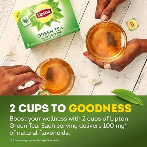 Lipton Lipton Signature Blend Green Tea Bags, Unsweetened Teabags for Hot or Iced Tea with Caffeine and Flavonoids, 240 Total Bags (40ct - Pack of 6)