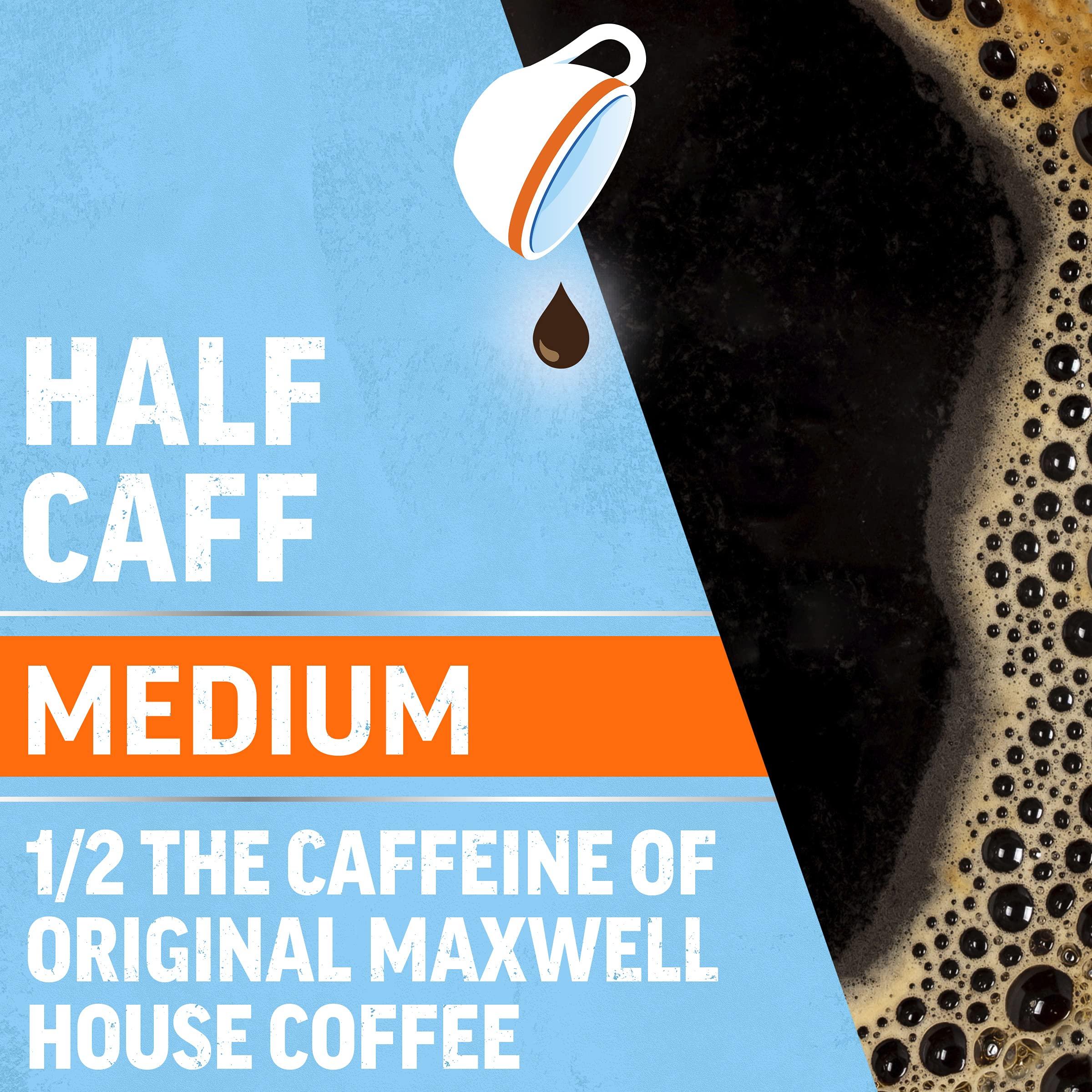 MAXWELL HOUSE Maxwell House Half Caff Medium Roast Ground Coffee with 1/2 the Caffeine (2 ct Pack, 25.6 oz Canisters)