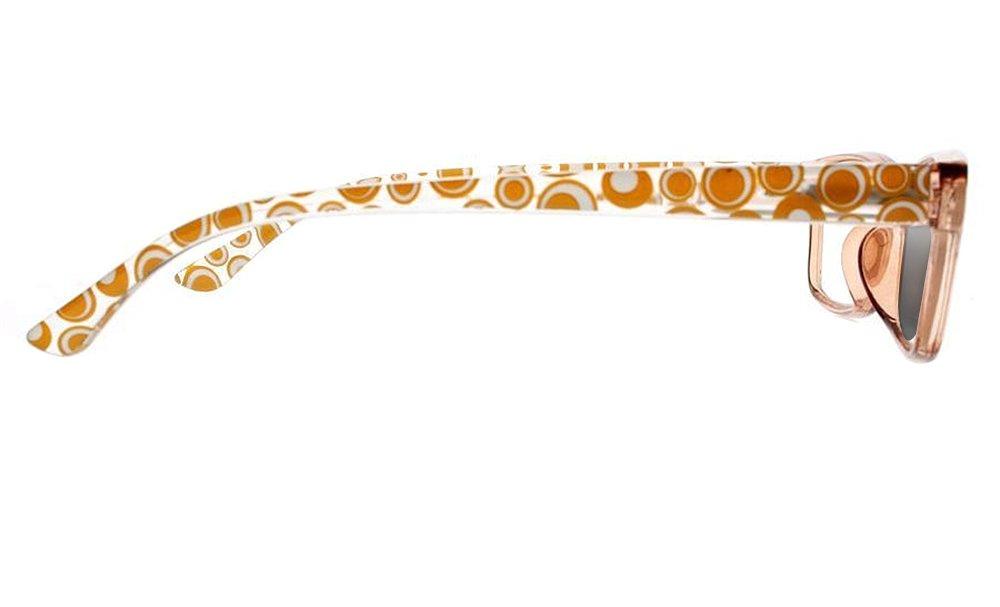 bestvision Bifocal Transition Photochromic Women Colorful Patterns Rectangular Reading Glasses +1.0~+3.0 (Orange, 1.00)