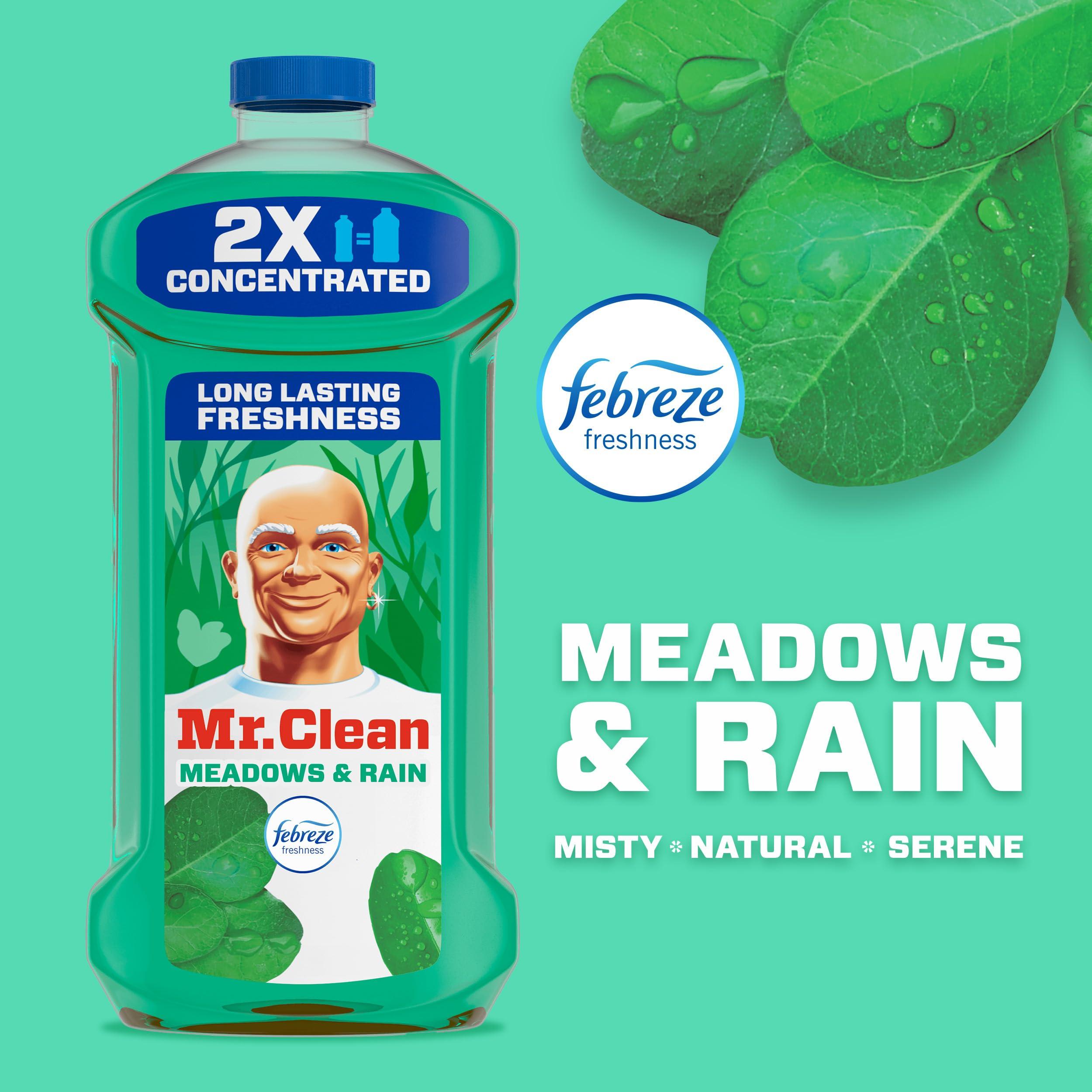 Mr. Clean Mr. Clean 2X Concentrated Multi Surface Cleaner with Febreze Meadows & Rain Scent, All Purpose Cleaner, 41 fl oz (Pack of 2)
