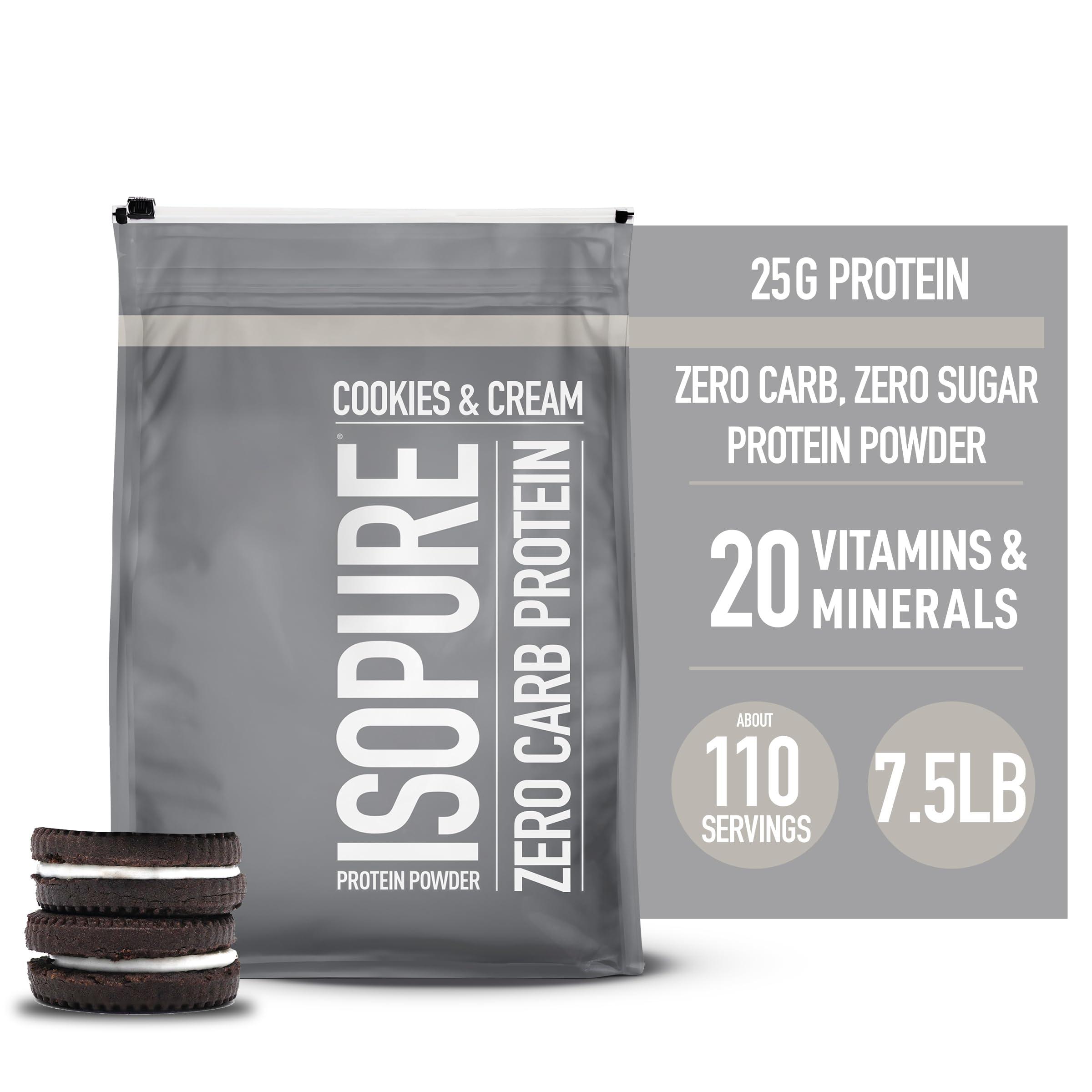 Isopure Isopure Zero Carb 100% Pure Whey Isolate Protein Powder, Lactose Free, Gluten Free, With Vitamins, Cookies & Cream, 25g Protein Per Serving, 7.5 Lbs, 110 Servings