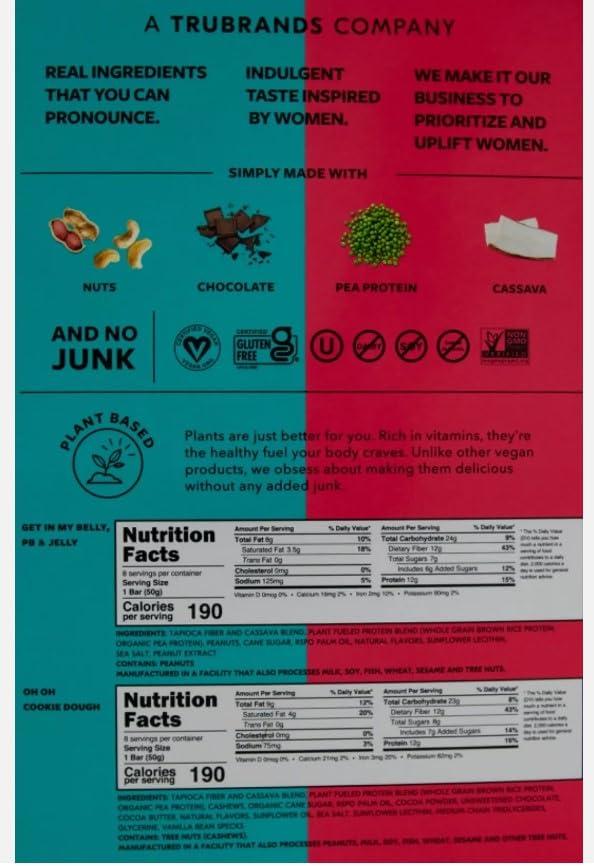 Generic TruBar Protein ~ Oh Oh Cookie Dough ~ Get In My Belly, PB & Jelly ~ 1.76 Ounce Bars ~ 16 total Bars