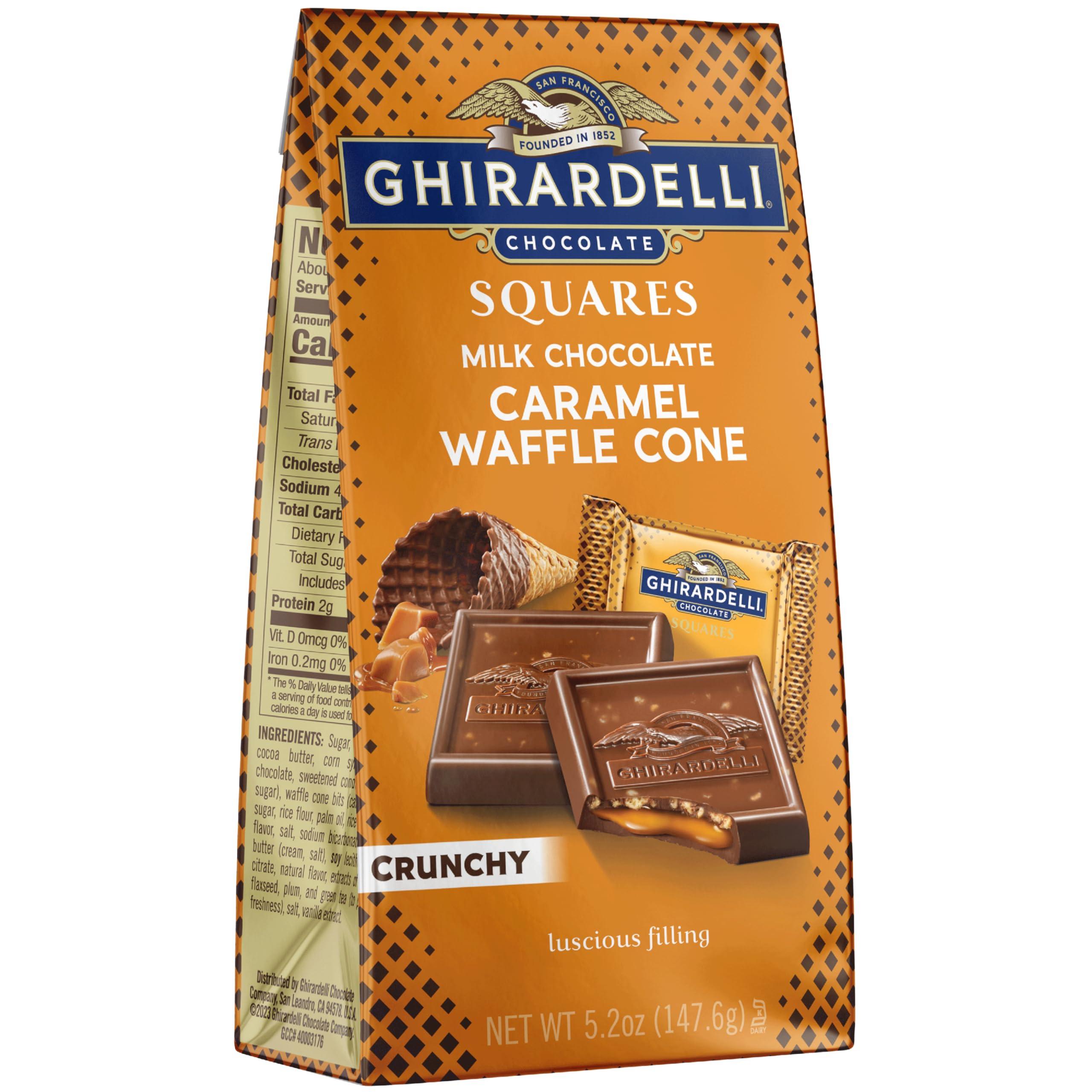 Ghirardelli Chocolate Company GHIRARDELLI Milk Chocolate Caramel Waffle Cone Squares, 5.2 oz Bag