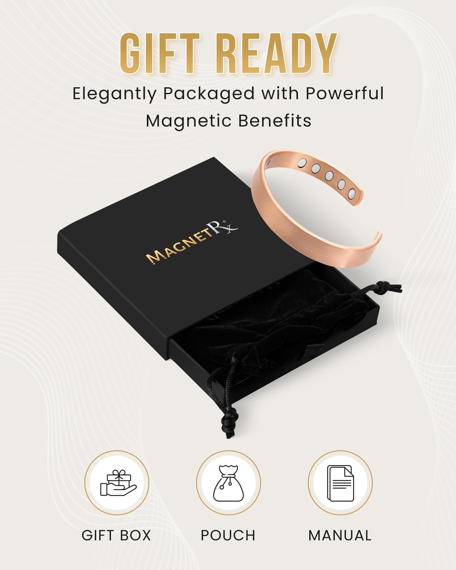 MagnetRX MagnetRX Magnetic Copper Bracelet Cuff Elegant Pure Copper Bangle Unisex Magnetic Copper Bracelets for Men & Women (Medium)