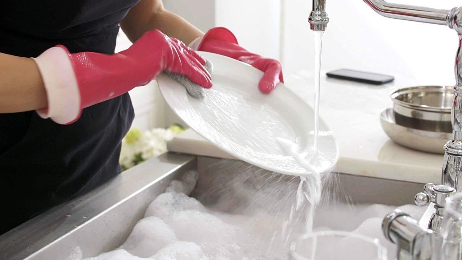 Casabella Casabella Premium Waterblock Cleaning Gloves - 6 Pair (12 Gloves) Pink - (Small)