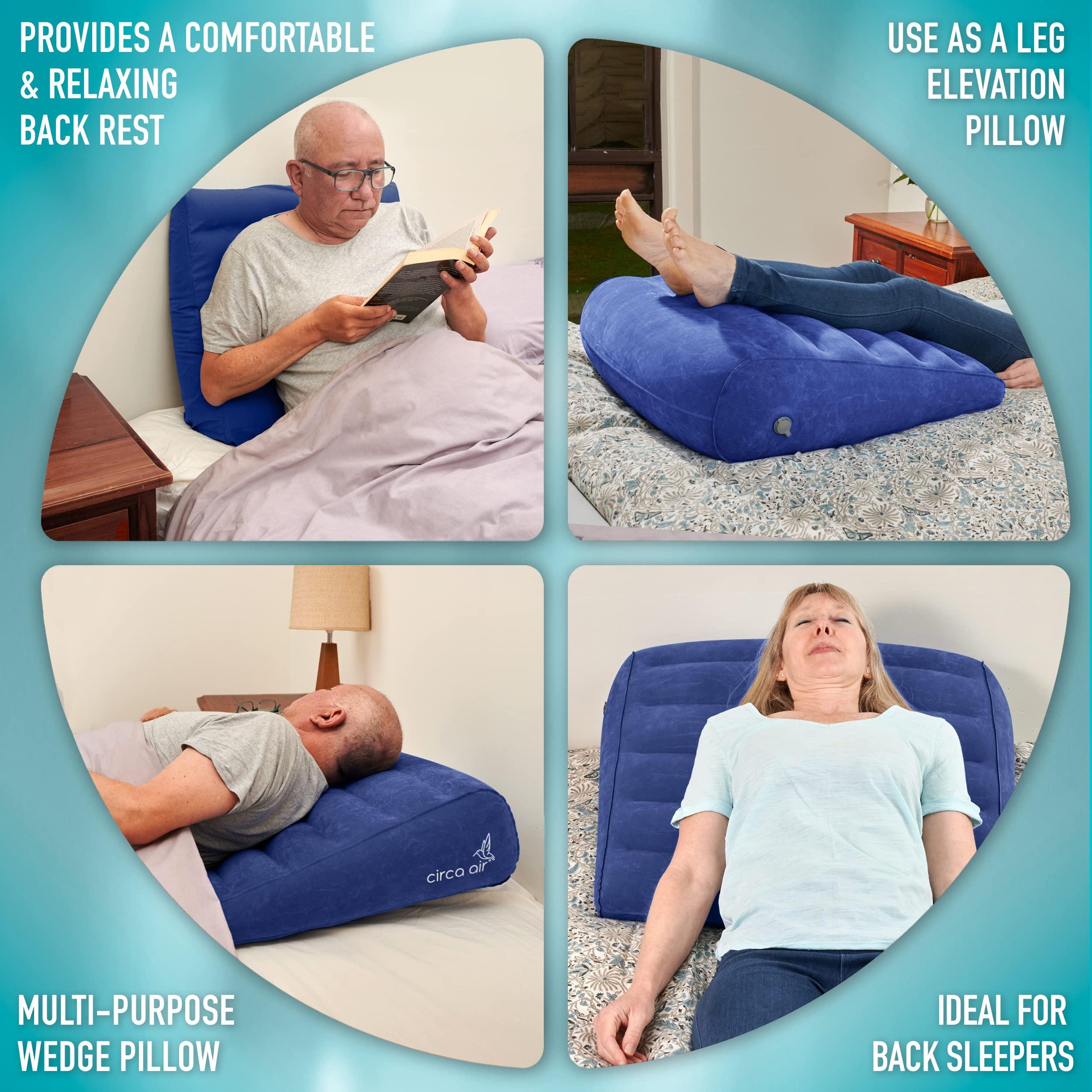 Circa Air Circa Air Inflatable Wedge Pillow for Travel Wedge Pillow for Sleeping, Extra Wide 27" Triangle Sit Up Pillows for After Surgery, Sleep Wedges for Acid Reflux or Snoring, Incline Pillow for GERD