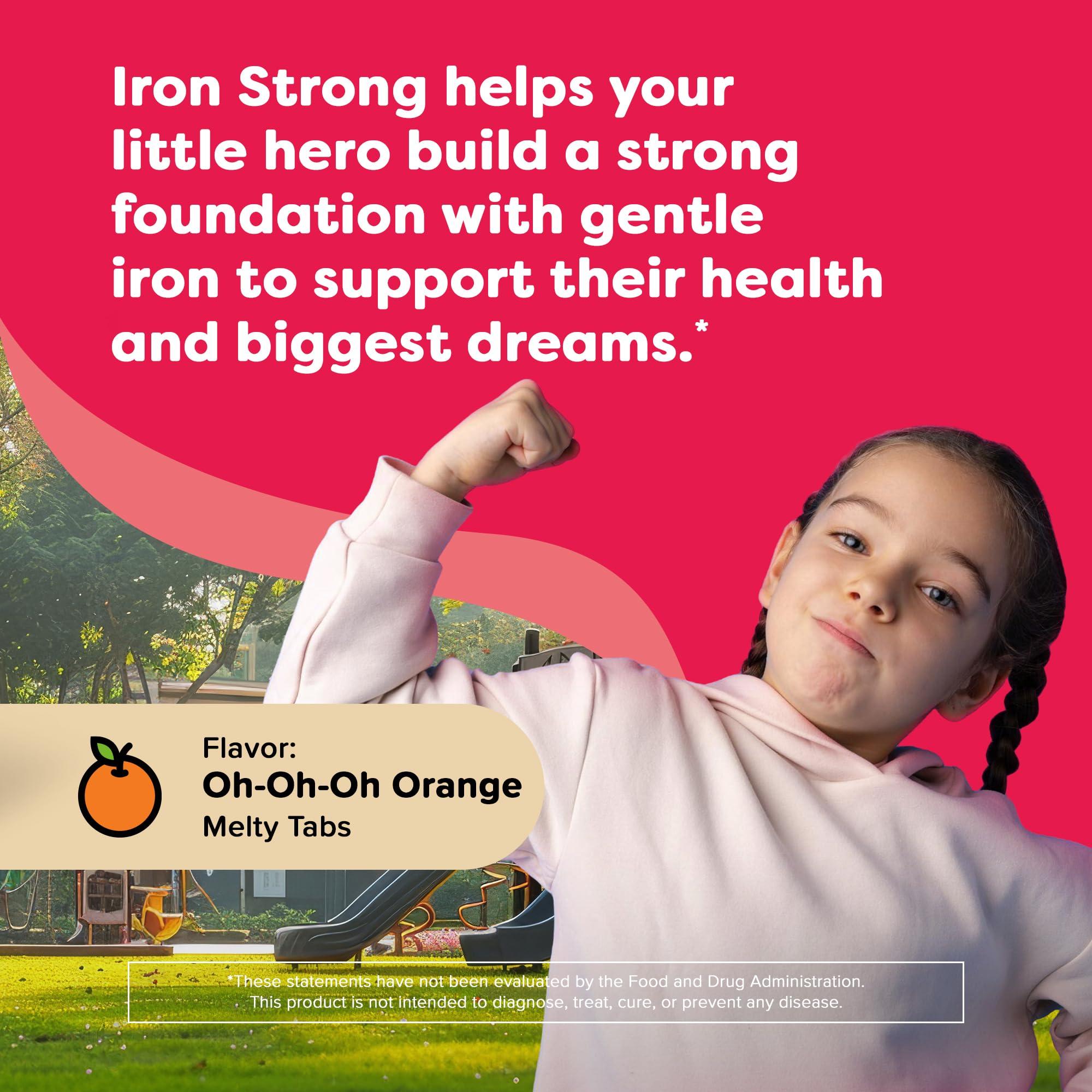 Renzo's Renzo's Iron Supplements for Kids, Dissolvable Vegan Iron Supplement with Vitamin C, Sugar Free, Oh-Oh-Oh Orange Flavor, 90 Melty Tabs