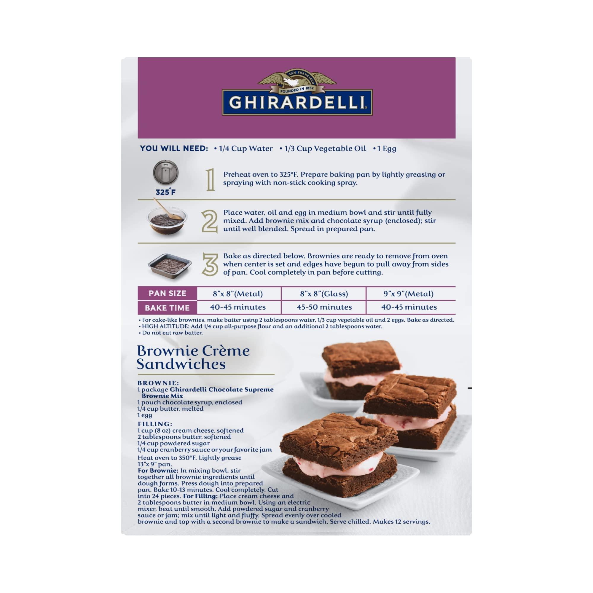 Ghirardelli Chocolate Company Ghirardelli Chocolate Supreme Brownie Mix, Includes Chocolate Syrup, 18.75 oz Boxes (Pack of 12)