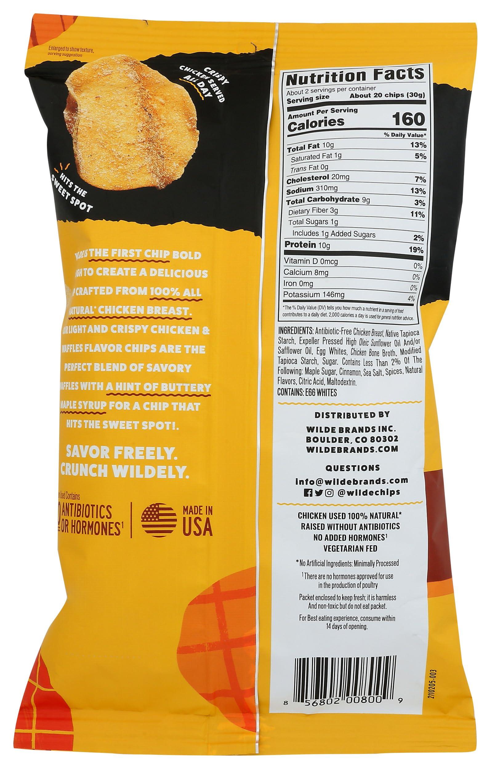 WILDE BRANDS Chicken and Waffles Chicken Chips by Wilde Chips, Thin and Crispy, High Protein, Keto, Paleo Friendly, Made with Real Chicken, 2.25oz Bag