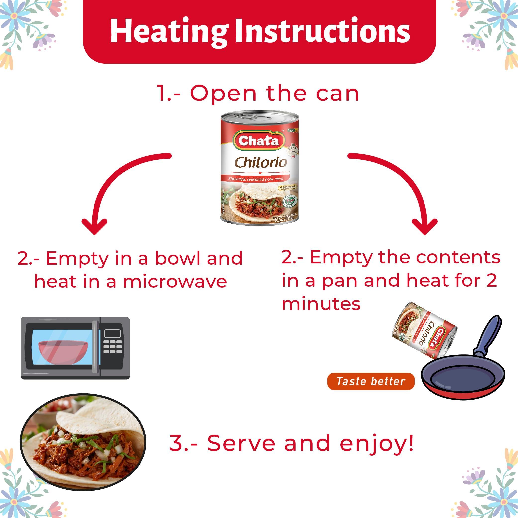 Chata CHATA Pork Chilorio 13.05 Oz Can | Shredded, Seasoned Pork Meat Pack 1