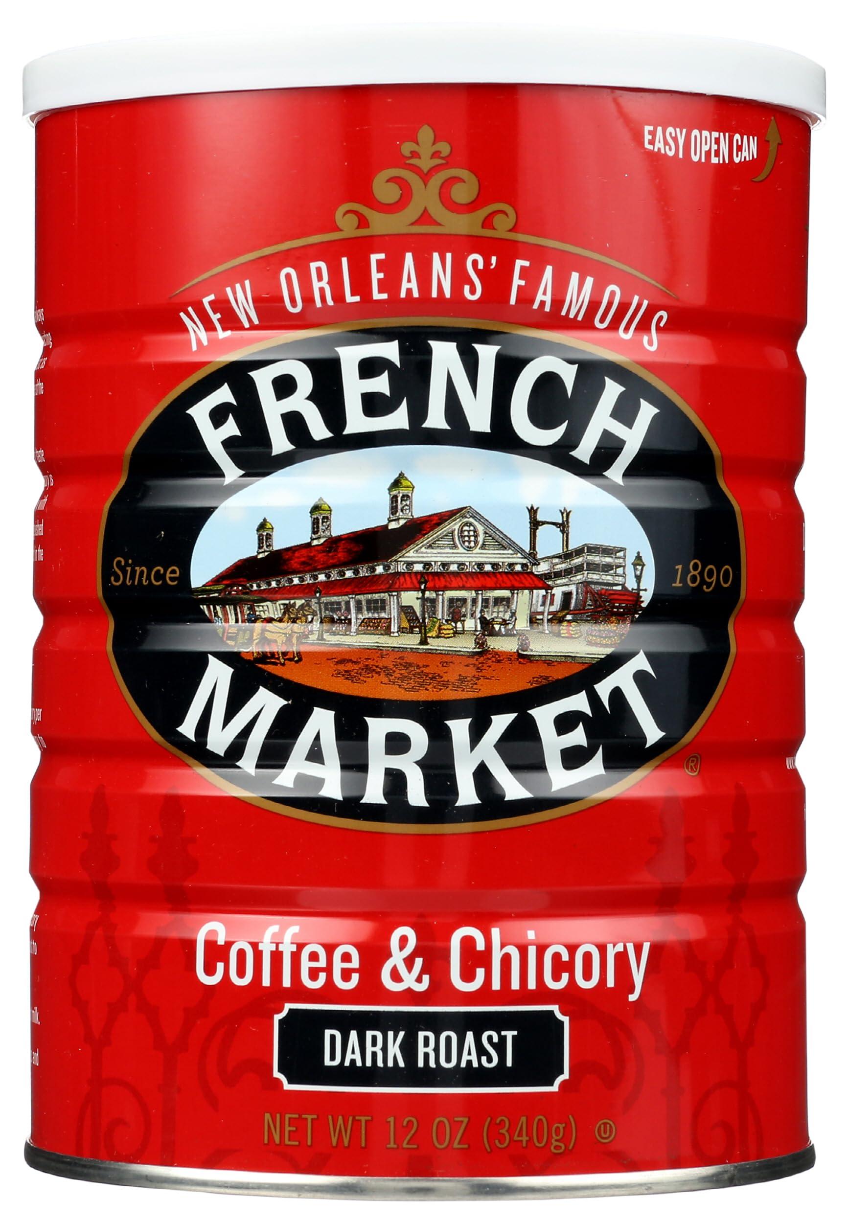 FRENCH MARKET French Market Coffee & Chicory Dark Roast Ground Coffee, 12oz Can (Pack of 1)