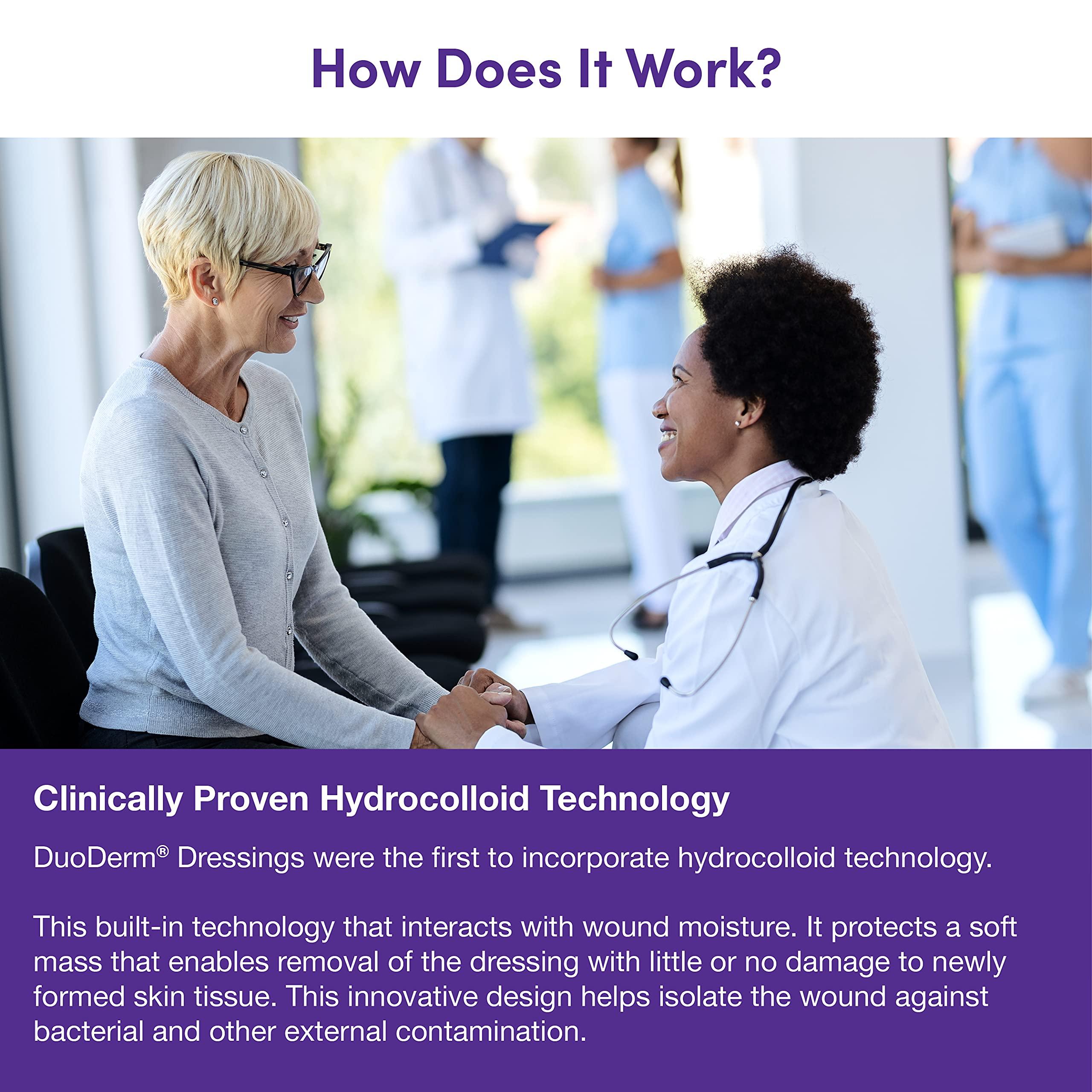 ConvaTec ConvaTec DuoDERM Signal CGF 4\"x4\" Hydrocolloid Tapered Edge Sterile Adhesive Dressing with Change Indicator for Exuding Wounds, Waterproof, Latex-Free, Flexible, Square, Beige, 5ct Box