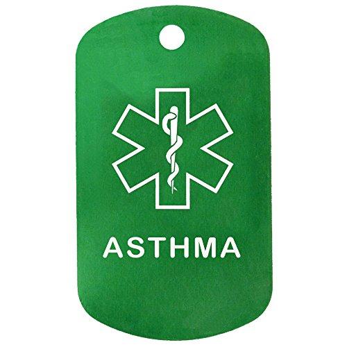 Goods For Giving Custom 2 Pack - Asthma Medical Alert ID Necklaces with Green Custom Tags, Clear Silencers, and 30'' USA Chains