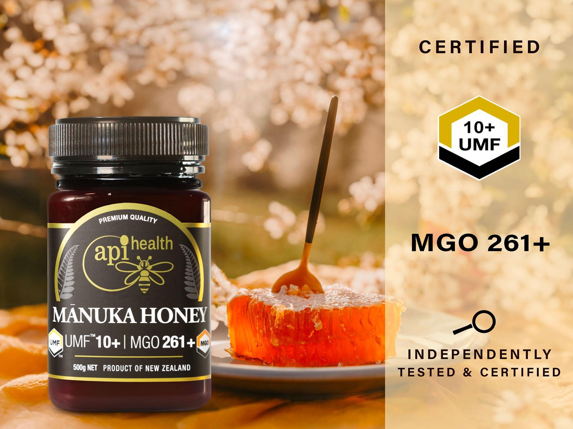 API Health Manuka Honey UMF 10+ (MGO 261+) Pure New Zealand Honey, 1.1 lb (500g)