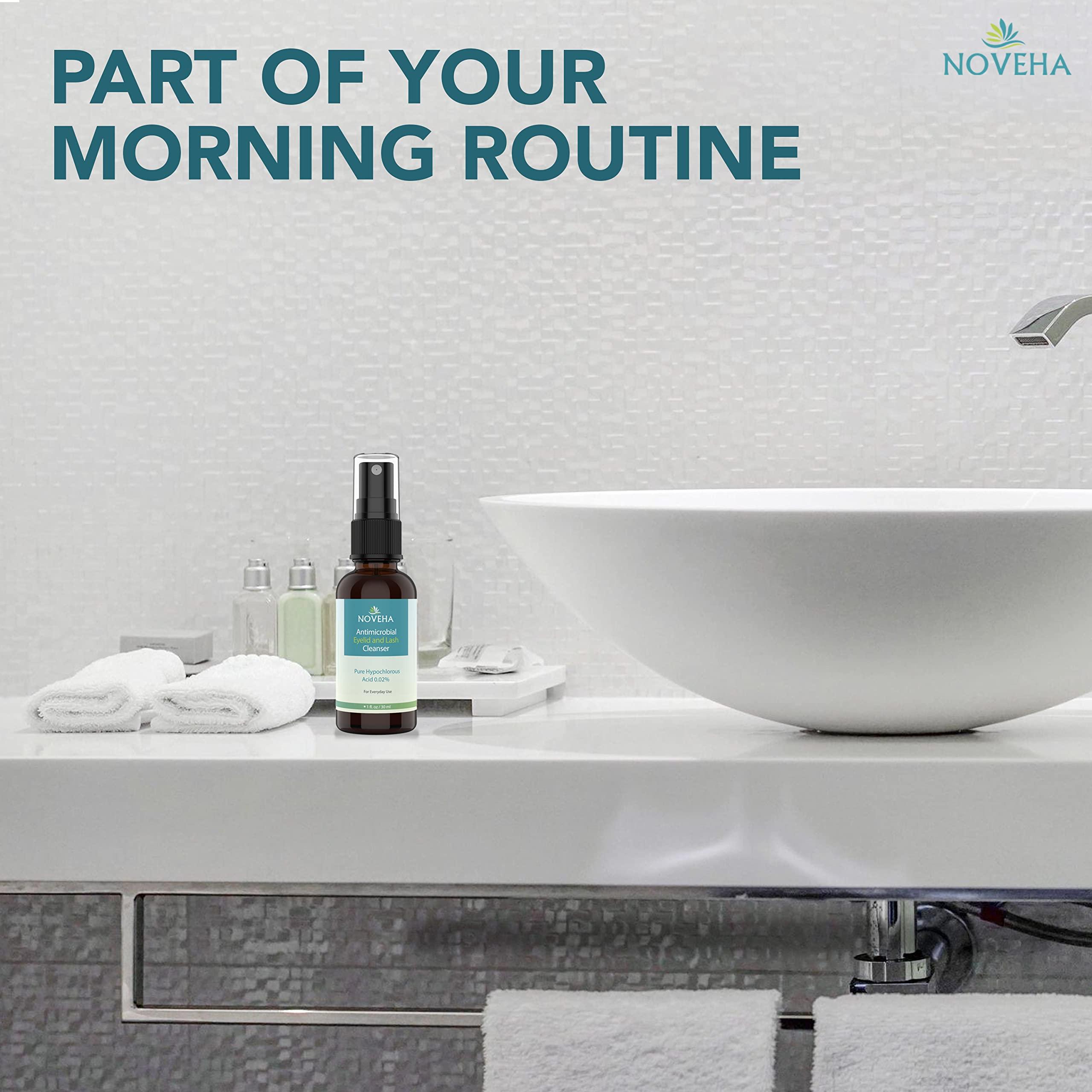 NOVEHA NOVEHA Eyelid Cleanser | Stye Eye Treatment | Eye Lid Cleaning | Dry Eye Relief | Fast Acting Soothing Eyelid Cleansing Formula | Pure and Gentle Lash Hypochlorous Acid Eyelid Spray (1oz - 1 Pack)