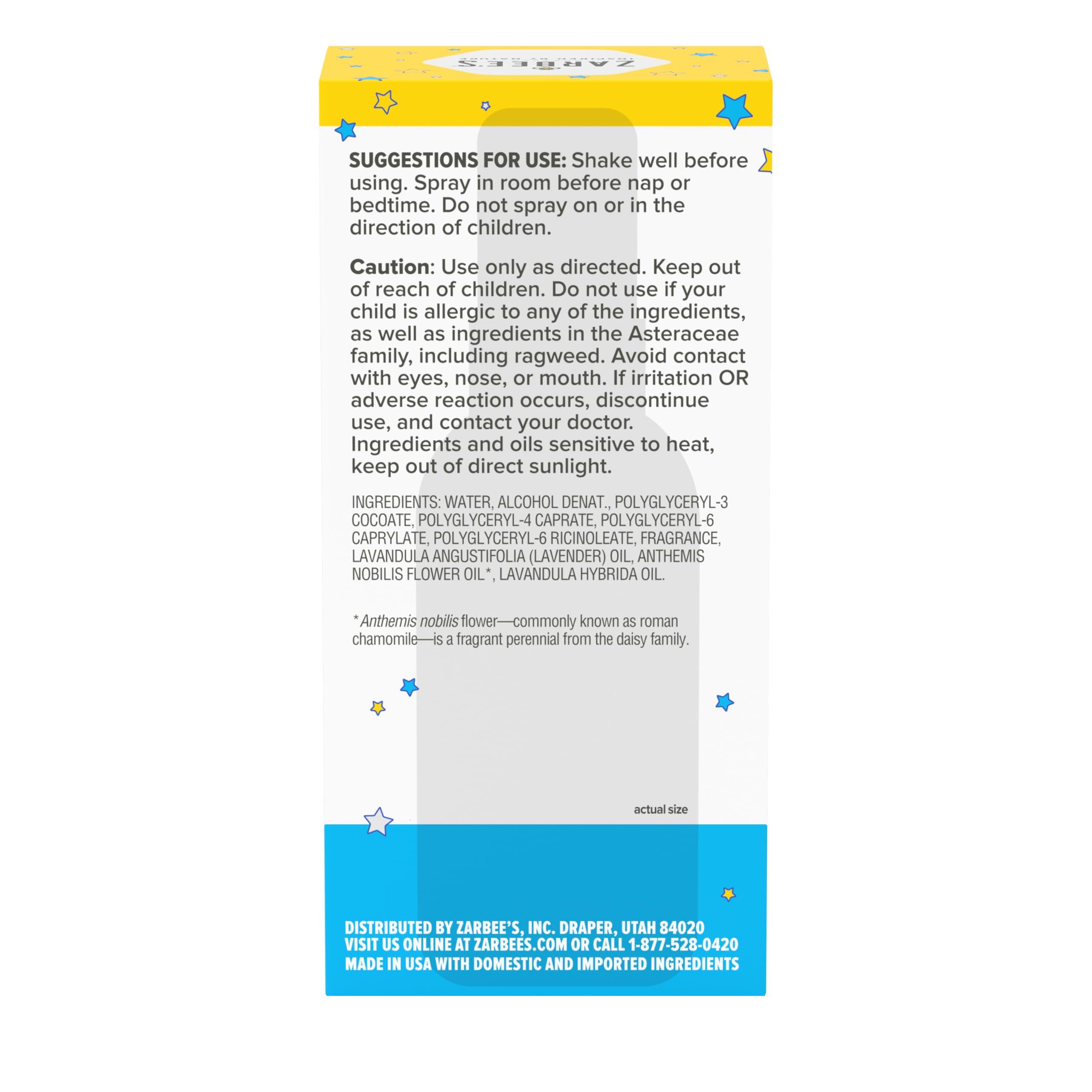 Zarbee\'s Zarbee\'s Gentle Bedtime Kids Sleep Spray, Chamomile & Lavender Room Spray Helps Create a Calming Atmosphere to Prepare for Sleep, 2oz