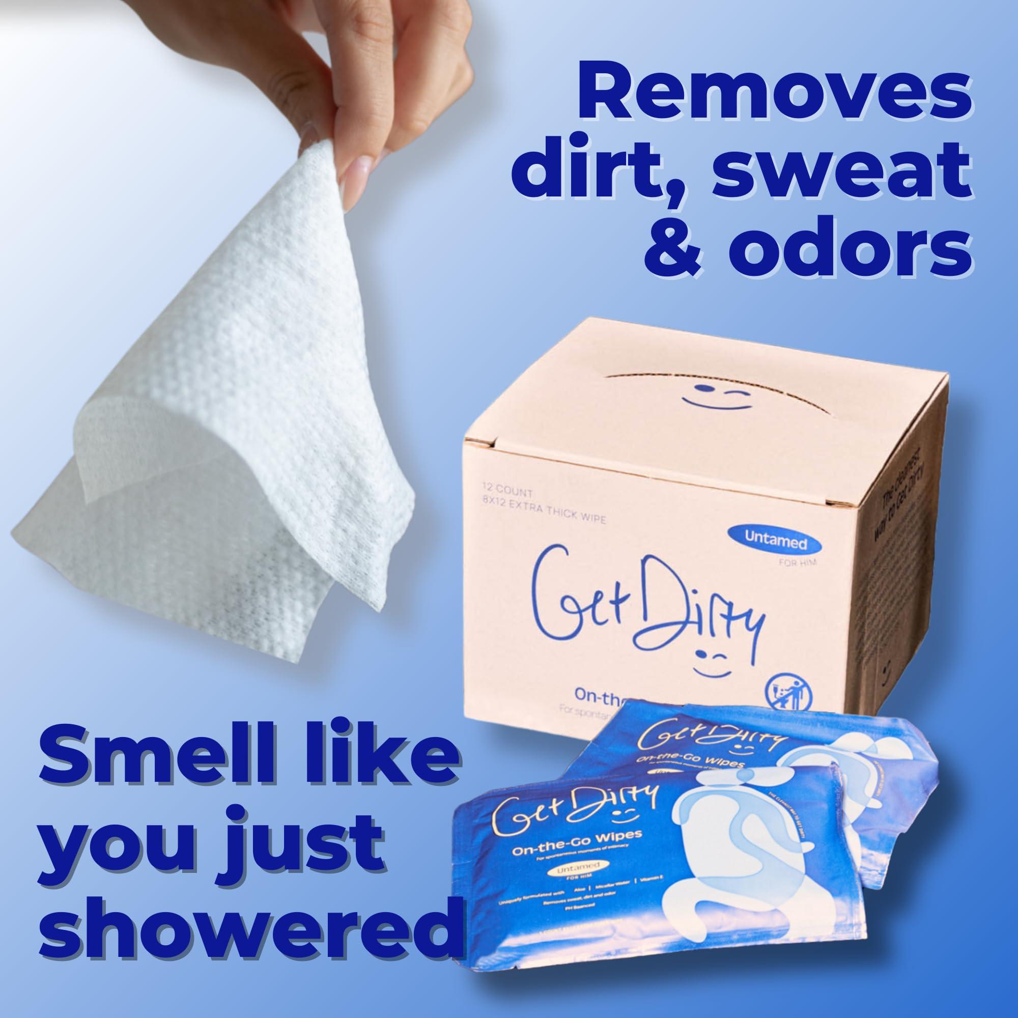 Get Dirty Get Dirty Wipes For Men - Easy, Discreet, Effective Intimate Wipes, Full Body Wipes for Men; Down There Wipes, Pack of 2 (24 Count)