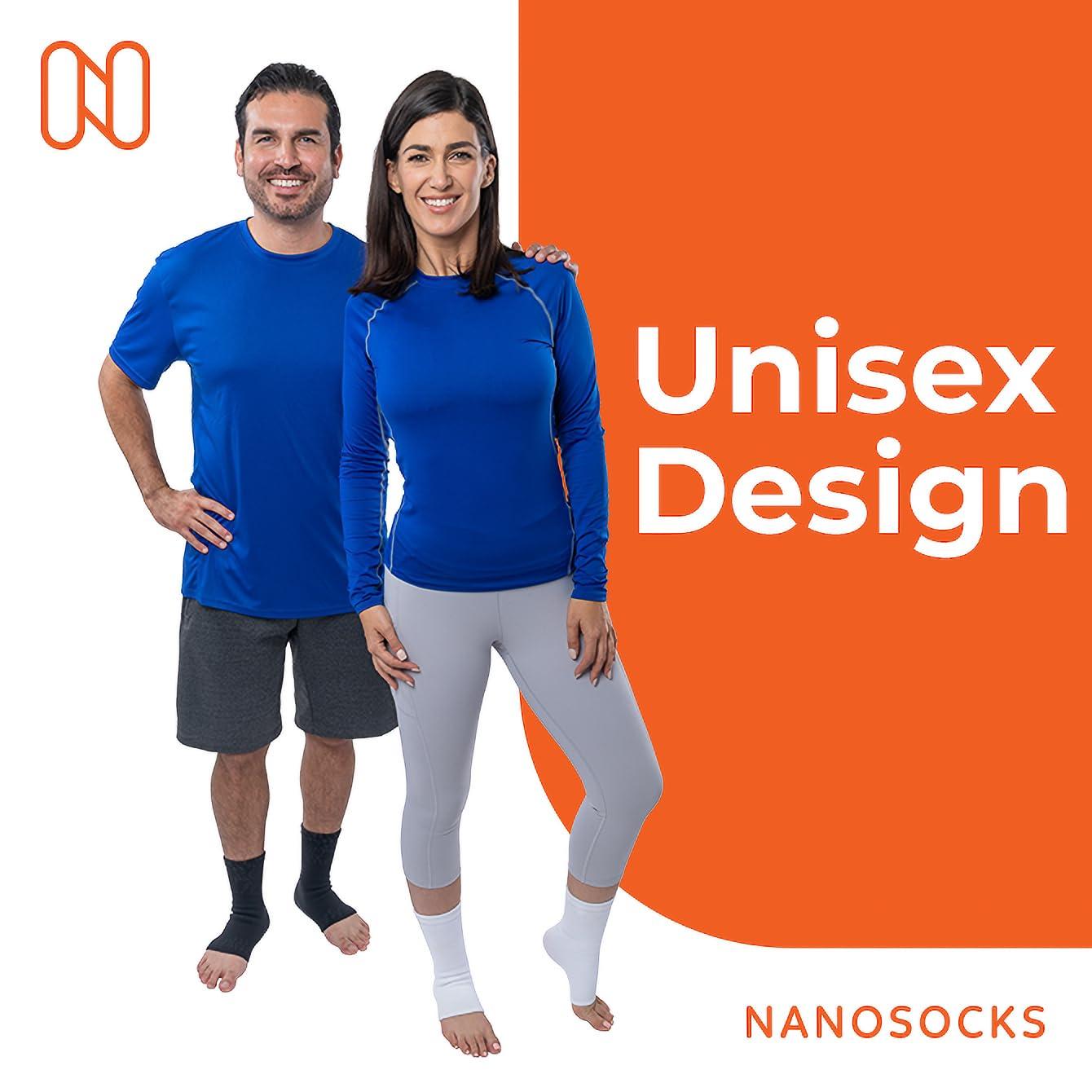 NanoSocks NanoSocks Compression Socks for Women & Men (1 Pair) - BEST Ankle Brace Support Sleeve for Neuropathy, Plantar Fasciitis, Diabetic Foot Nerve Pain Relief - Toeless (Small, White)