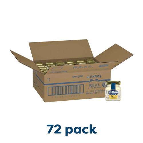 HELLMANN'S Hellmann\'s Real Mayonnaise Mini Jars, Condiment for Sandwiches, Salads, Mayo Made with 100% Cage Free Eggs, Gluten Free, 1.2 oz, Pack of 72