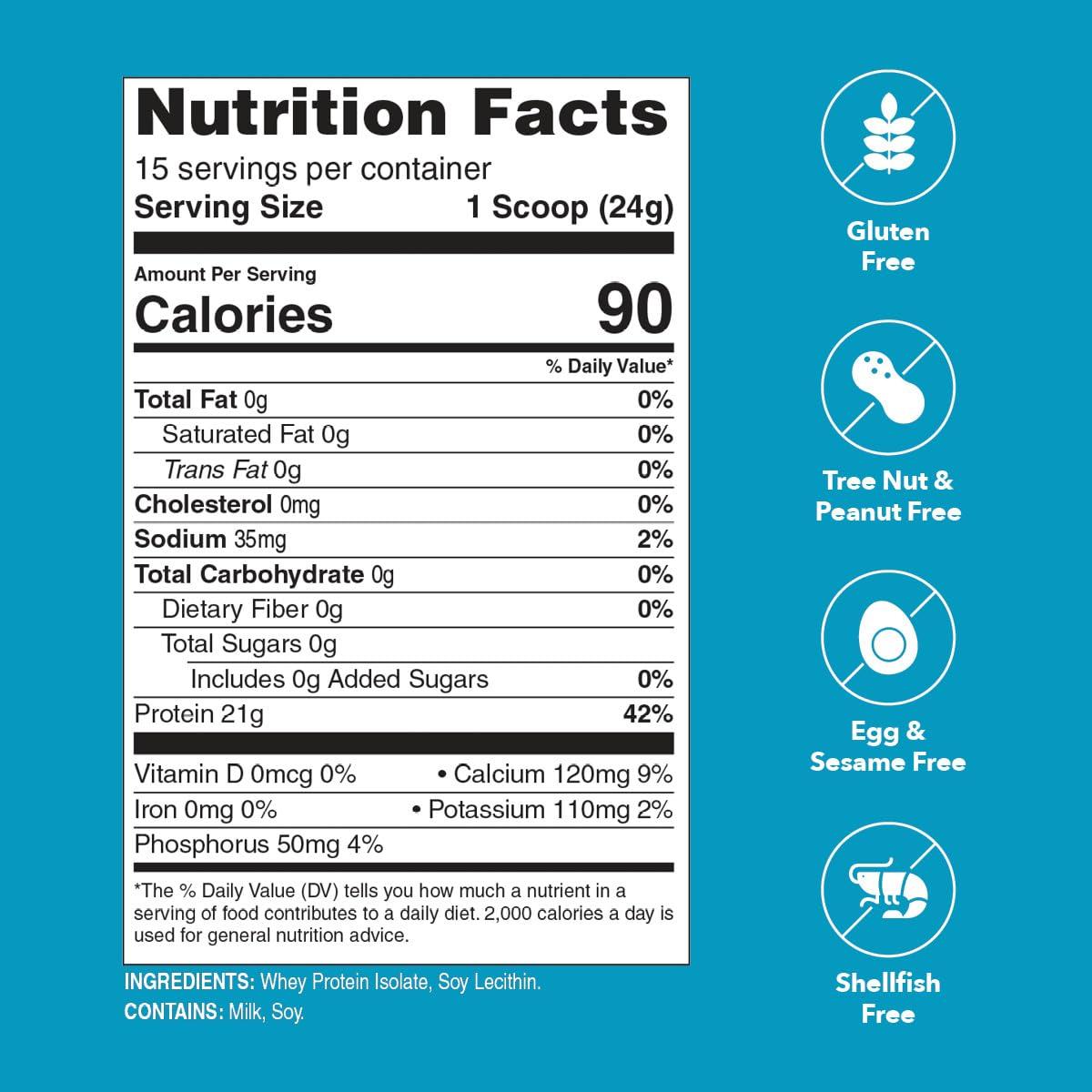 Unjury Unjury Unflavored Protein Powder | 21g 100% Whey Isolate Protein Powder | Unflavored Whey Protein Powder | Low Carb and Sugar Free Whey Protein Isolate | Gluten Free | Certified Kosher | 15 Servings