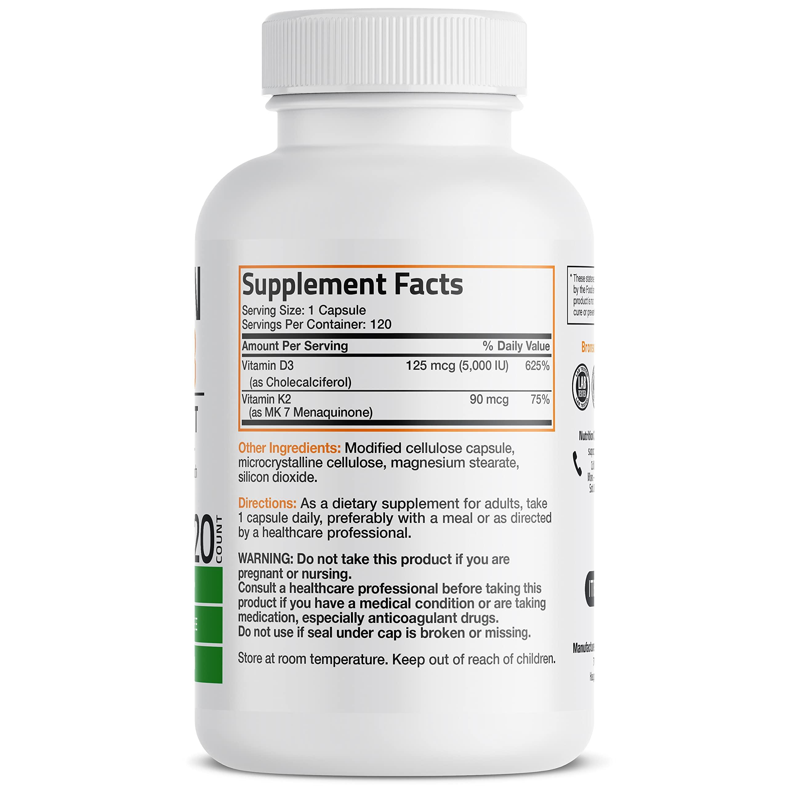 Bronson Bronson Vitamin K2 (MK7) with D3 Supplement Omega-3 Fish + Krill Oil 1000 MG