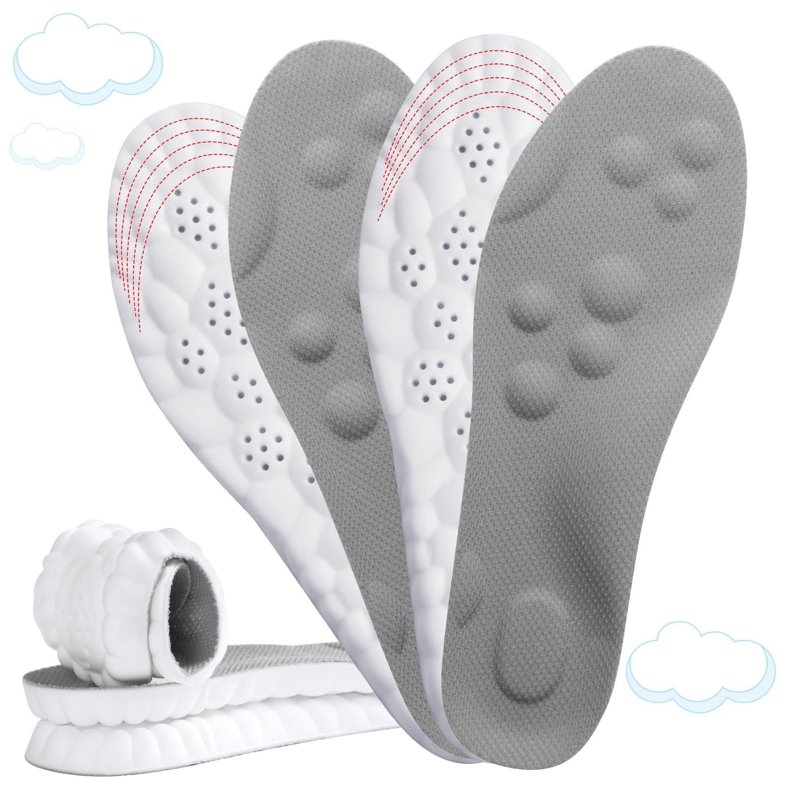 ENLOPQ 2 Pairs 4D Cloud Soles for Women - Soft Memory Foam Cushioning Cloud Insoles - Ultra Comfort Trim to Fit Steppers Insoles with Arch Support for Foot Pain Relief and Fatigue Reduction(US W 6.5-9)